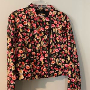 Faux leather floral jacket XXL
